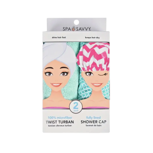 2 TWIST HAIR TURBAN AND BOUFFANT SHOWER CAP SPA
