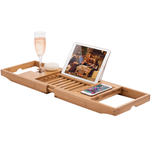 Bathtub Caddy with Extendable Sides, Book and Phone Holder